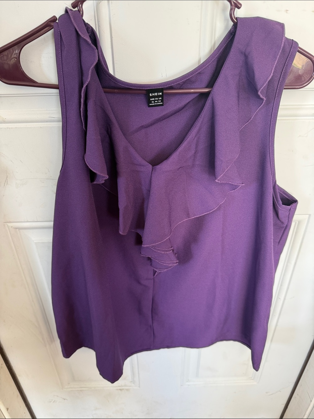 SHEIN Purple Ruffle V-Neck Sleeveless Camisole